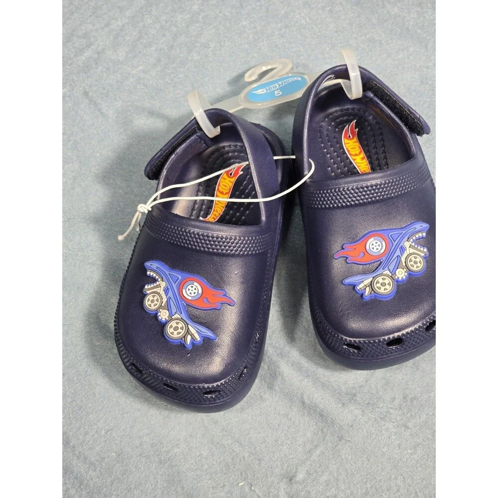 Hot Wheels Toddler Boys' Clogs with Adjustable Strap – Navy 5 NWT